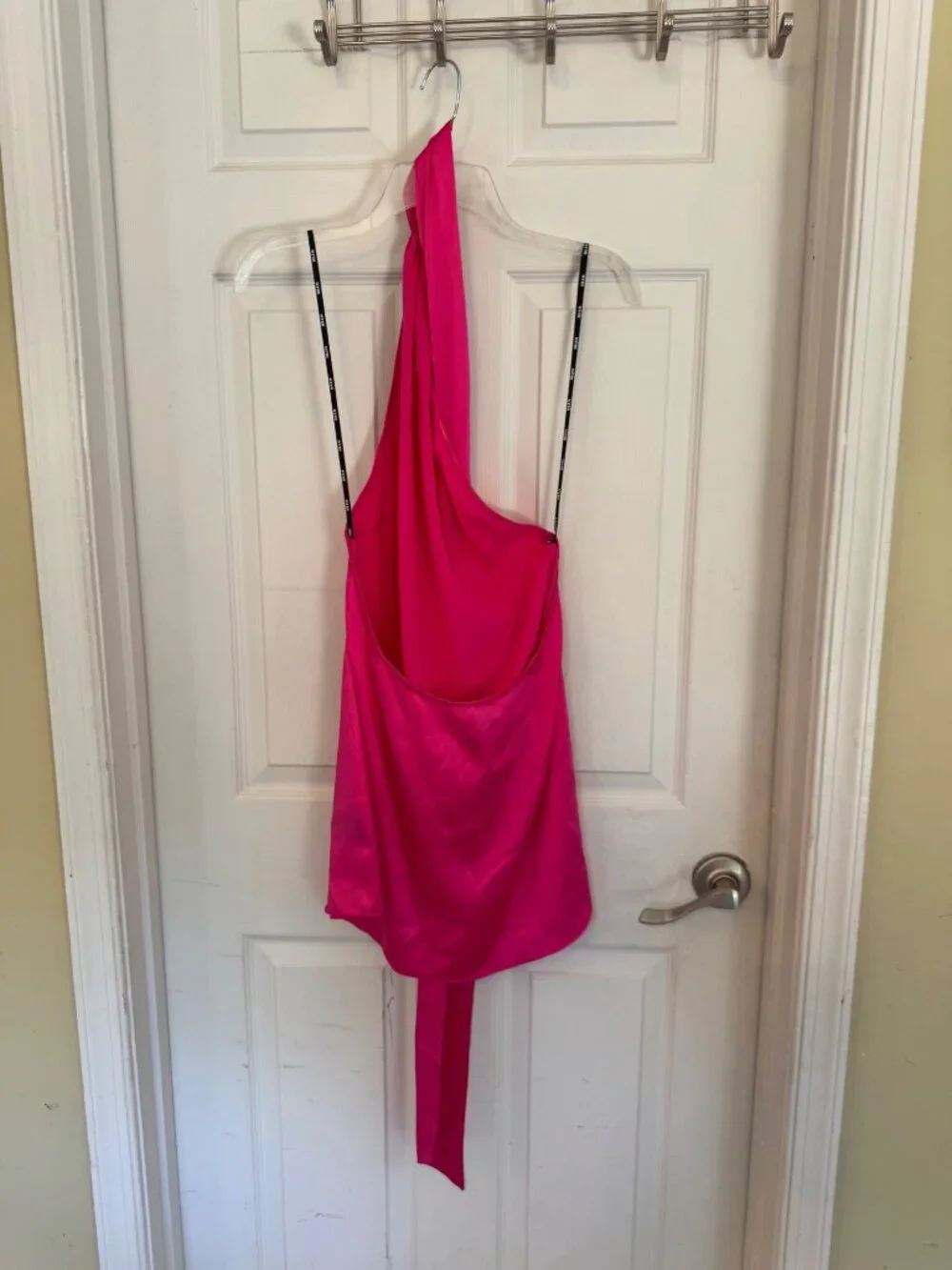 Seroya Kendall Silk Halter Mini Dress Hot Pink Backless Elegant Satin Medium - Picture 9 of 12